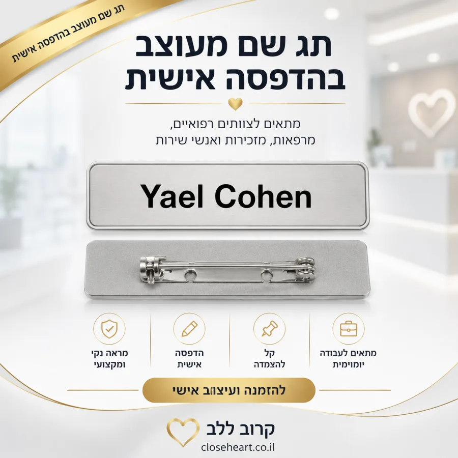 תג שם כסף בהדפסה אישית